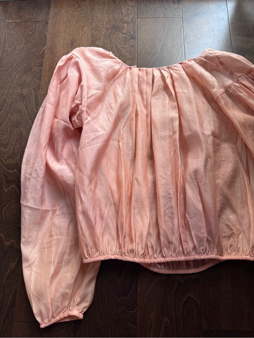 Peach Puff Long Sleeve Peasant Top Silk Cotton blend